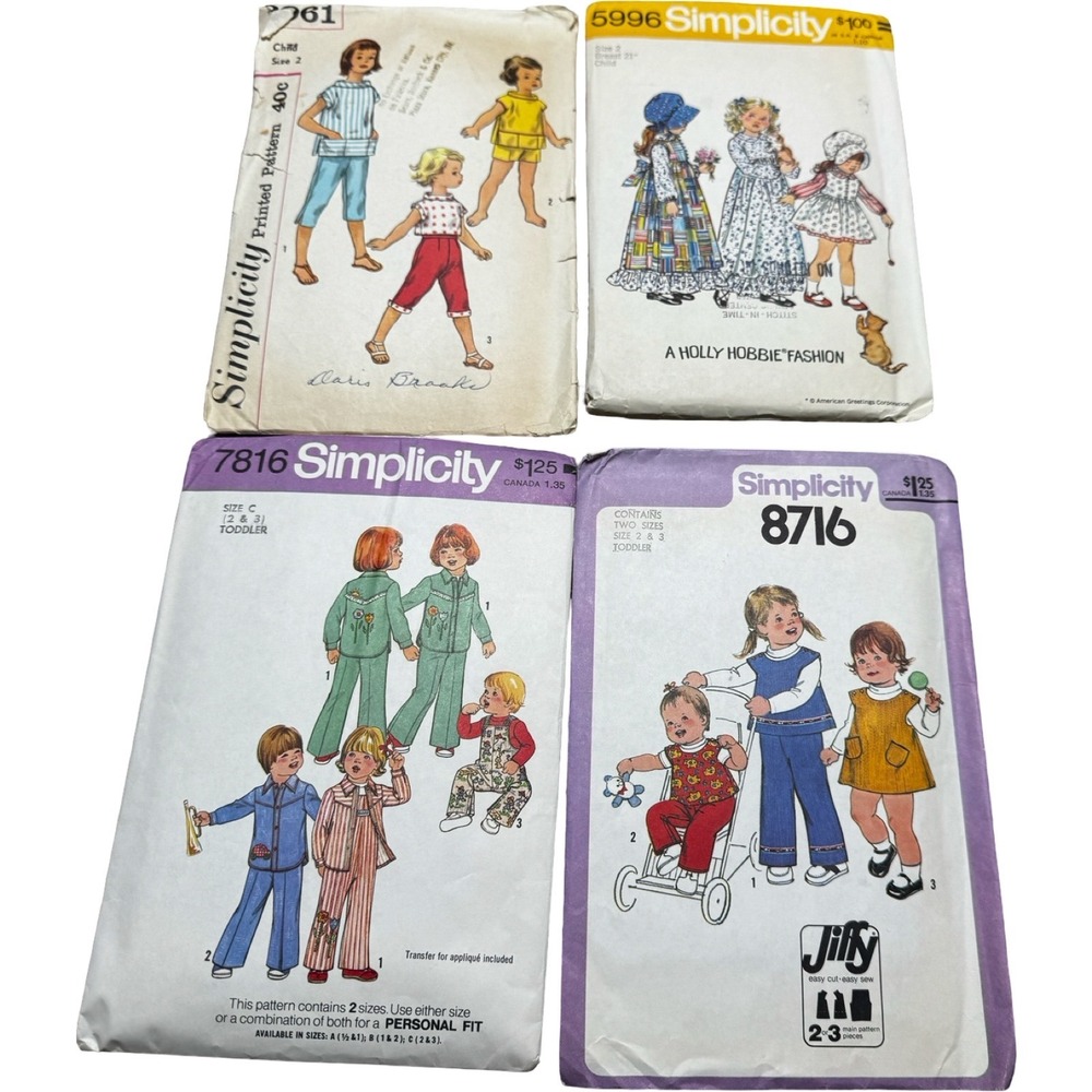 Simplicity Vintage‎ Sewing Patterns Lot 4 Toddler Child Size 2 3 60s 70s Cut